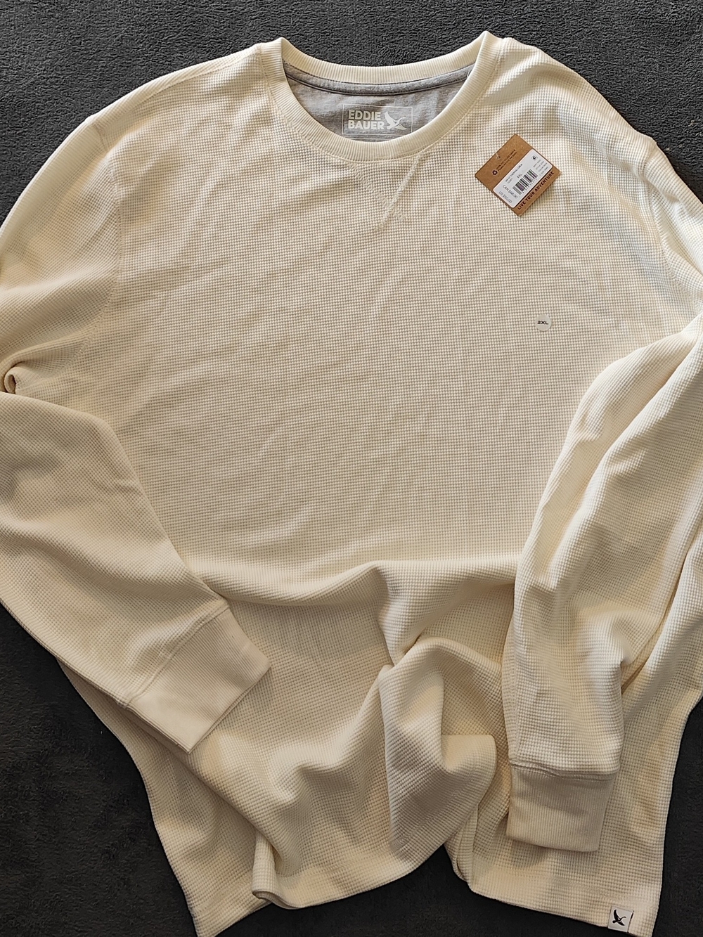 Eddie Bauer Men's Cream Waffle Crewneck Sweater